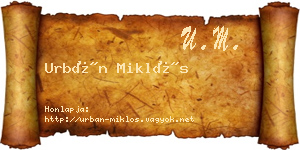 Urbán Miklós névjegykártya