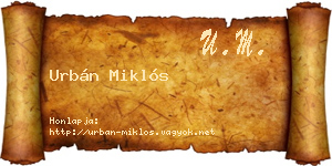 Urbán Miklós névjegykártya